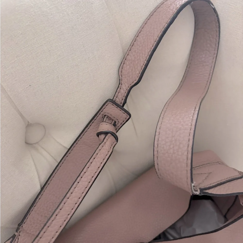 Michael Kors Junie pebbled leather hobo shoulder bag pinkish beige